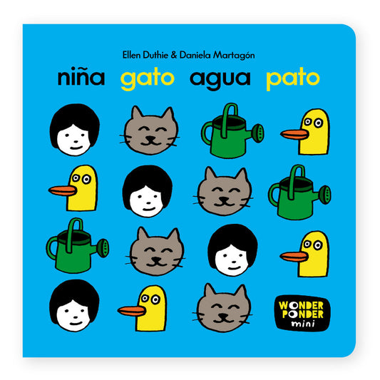 Niña, gato, agua, pato