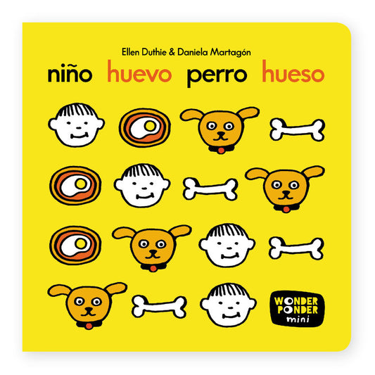 Niño, huevo, perro, hueso